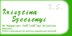 krisztina szecsenyi business card